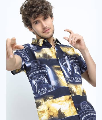 Locomotive Polyester Slim Fit Printed Half Sleeves Men's Casual Shirt - Yellow ( Pack of 1 )