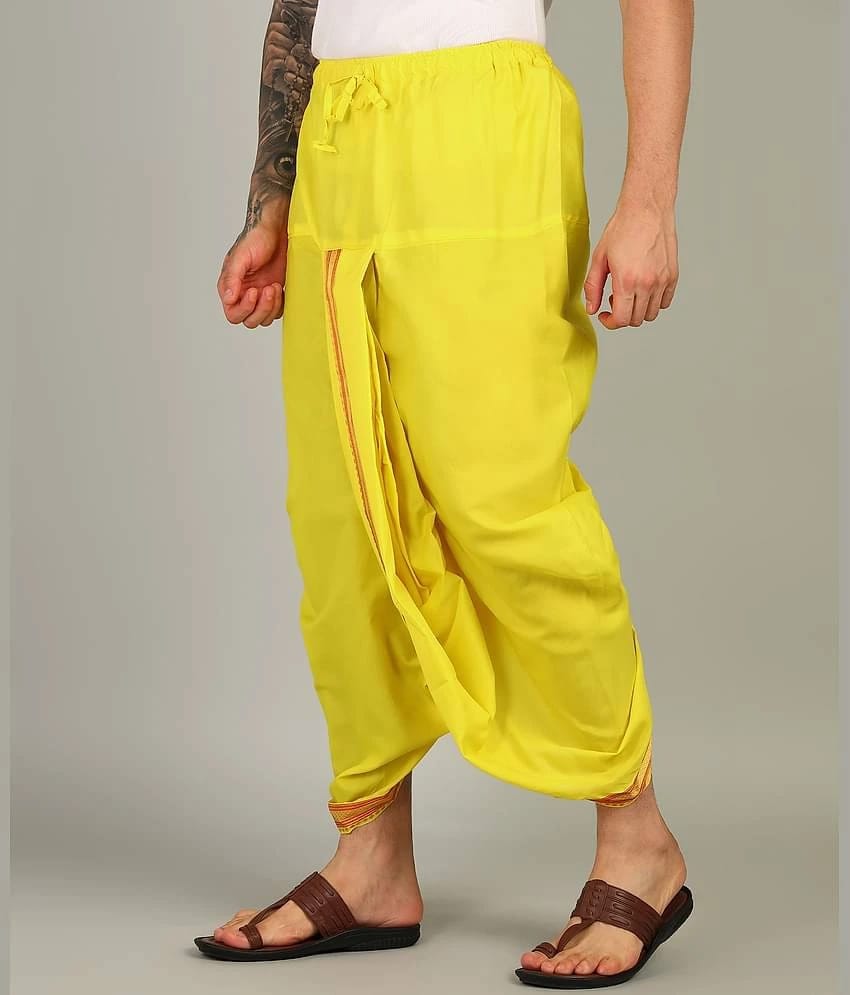 Shyam Handloom Silk Mens Dhoti Gold ( Pack of 1 ) - None