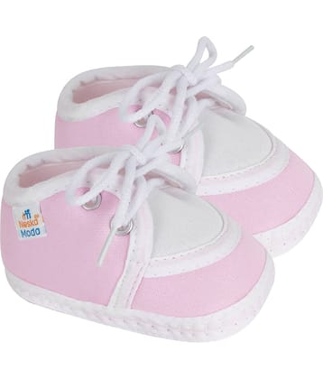 Neska Moda Baby Girls Lace Cotton Booties For 0 to 6 Months (Pink)