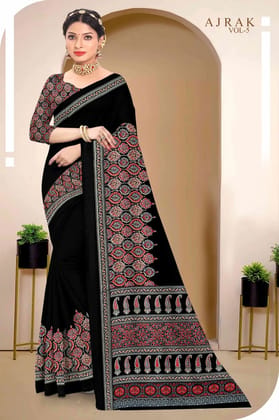 Ajrakh Print Satin silk saree