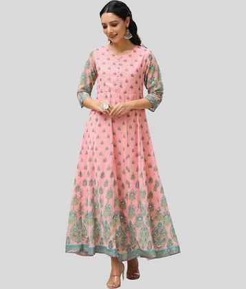 Juniper Women Georgette Printed Ethnic Dress ( Pink )