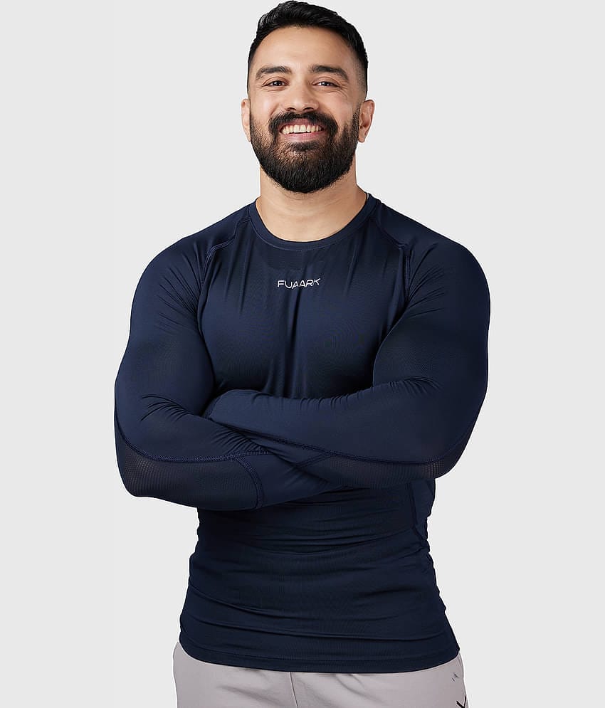 Fuaark Navy Polyester Slim Fit Men's Sports T-Shirt ( Pack of 1 )