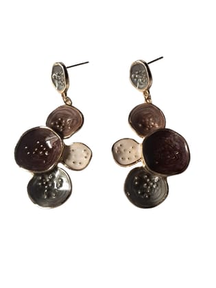 Anvaya Collections, Anti Tarnish, Elegant Statement Drop Earrings, Gold-Toned with pink, Purple and Orange Enamel Flowers, Fashion Jewelry for Women Anvaya Collections, Anti Tarnish, Elegant Statement Drop Earrings, Gold-Toned with pink, Purple and Orange Enamel Flowers, Fashion Jewelry for Women