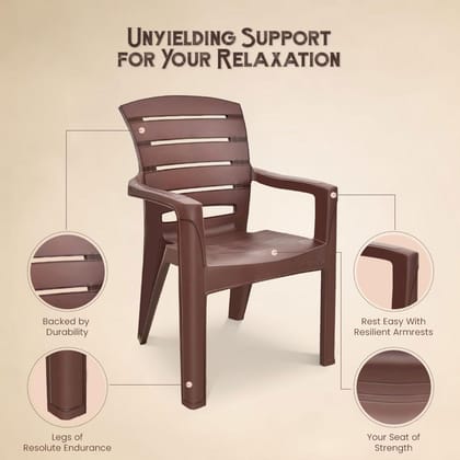 MAHARAJA Plastic Chair| Chair for Home| Living Room| Dining Room| Matt & Gloss Pattern| Bearing Capacity up to 200 Kg Strong and Sturdy Structure.