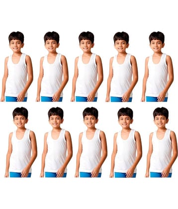 Drako Pack of 10 Boys Cotton Vest ( White )