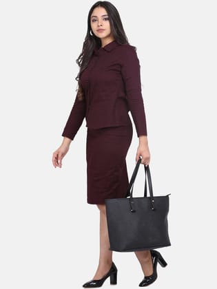 Straight Skirt- Burgundy-L