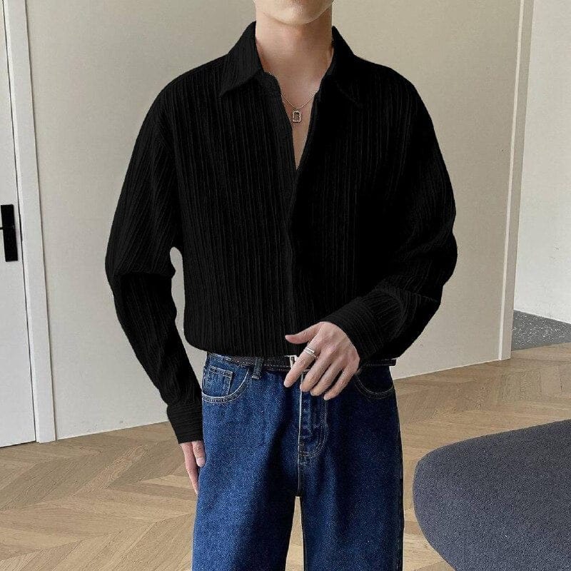 Sugar Rush: Men's Black Regular Fit Fabulous Stripe Sugarcane Shirt by GlamaStitch-M