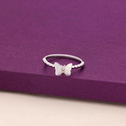 Luna Pearl Butterfly Silver Ring-None / Silver / 5