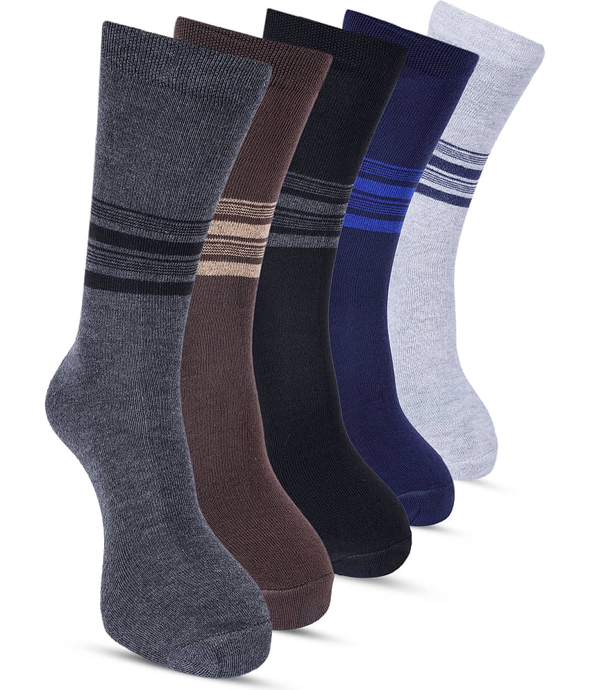 TF Pack of 5 Men's Cotton Blend Full Length Socks ( Multicolor )