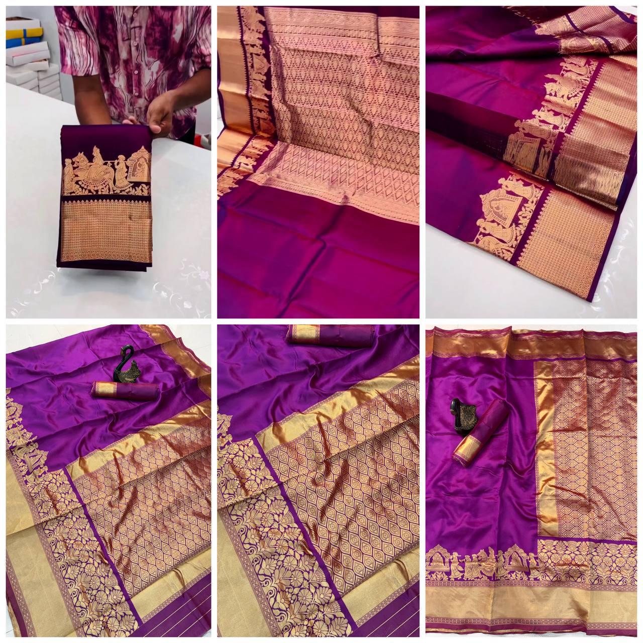 Purple Lichi Silk Saree