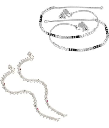 HEER COLLECTION - Silver Anklets ( Pack of 2 )