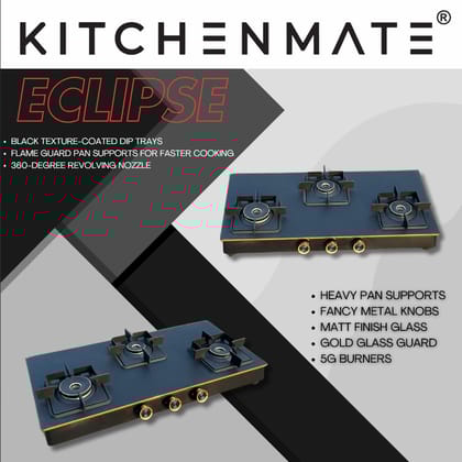 Kitchenmate Eclipse Premium Glasstop Cooktop with Black Texture-Coated Finish