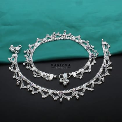 Real Sterling Silver Indian women party wear Anklet Ankle Bracelet 10.3"