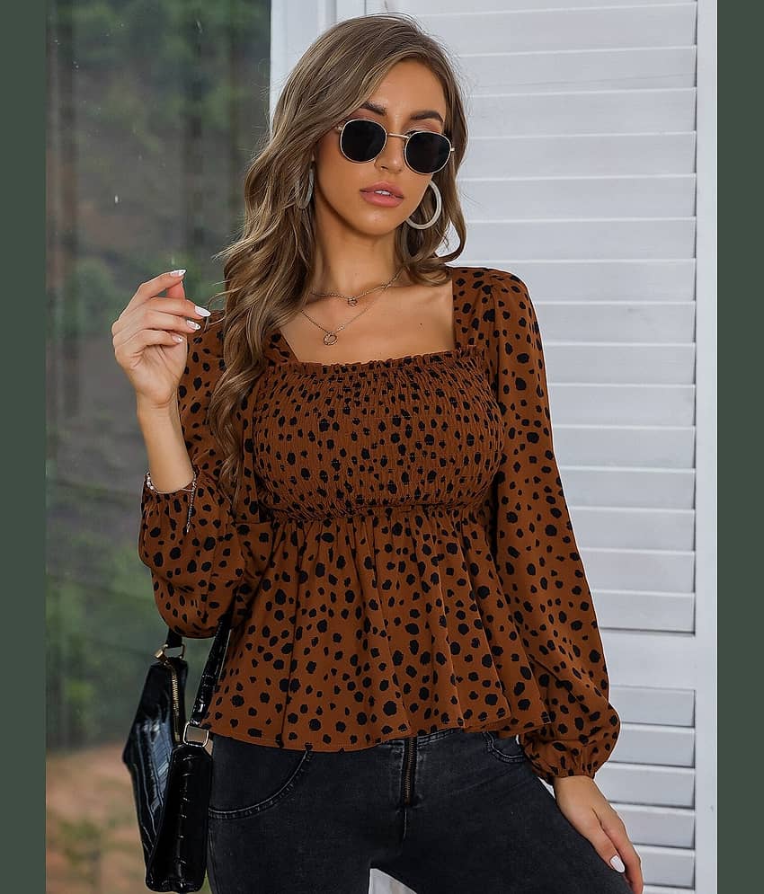 Sheetal associates Women's Crepe Peplum Top ( Brown )