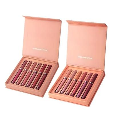 Bajajbeautyshop Velvet Matte Book Style Lipstick Set of 6, Waterproof, Non Stick, Nude Lip Glossy Combo Pack Lipsticks For Women (Set A + Set B, Free) Bajajbeautyshop Velvet Matte Book Style Lipstick Set of 6, Waterproof, Non Stick, Nude Lip Glossy Combo