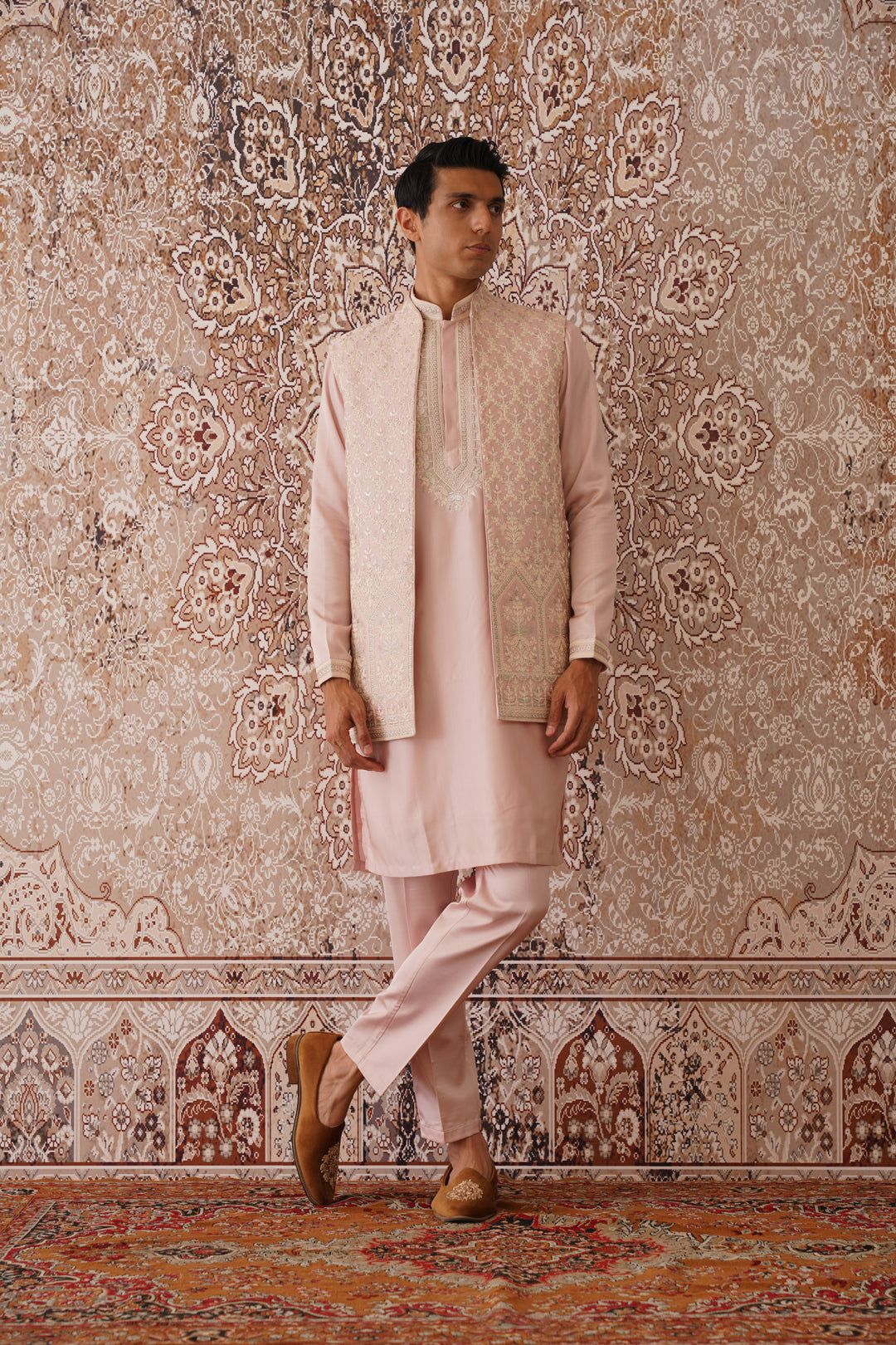 Rayyan -Pink Multicolored Jacket Kurta Set-XS/34
