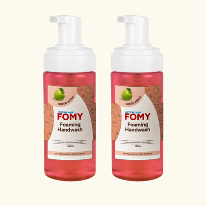 INTERCORP FOMY Antibacterial Soft Refreshing Foam Hand Wash, 160 ml Each (Green Apple - Pack of 2)