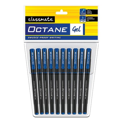 Classmate Octane Gel Pens (Blue) - Pack Of 10 Pens