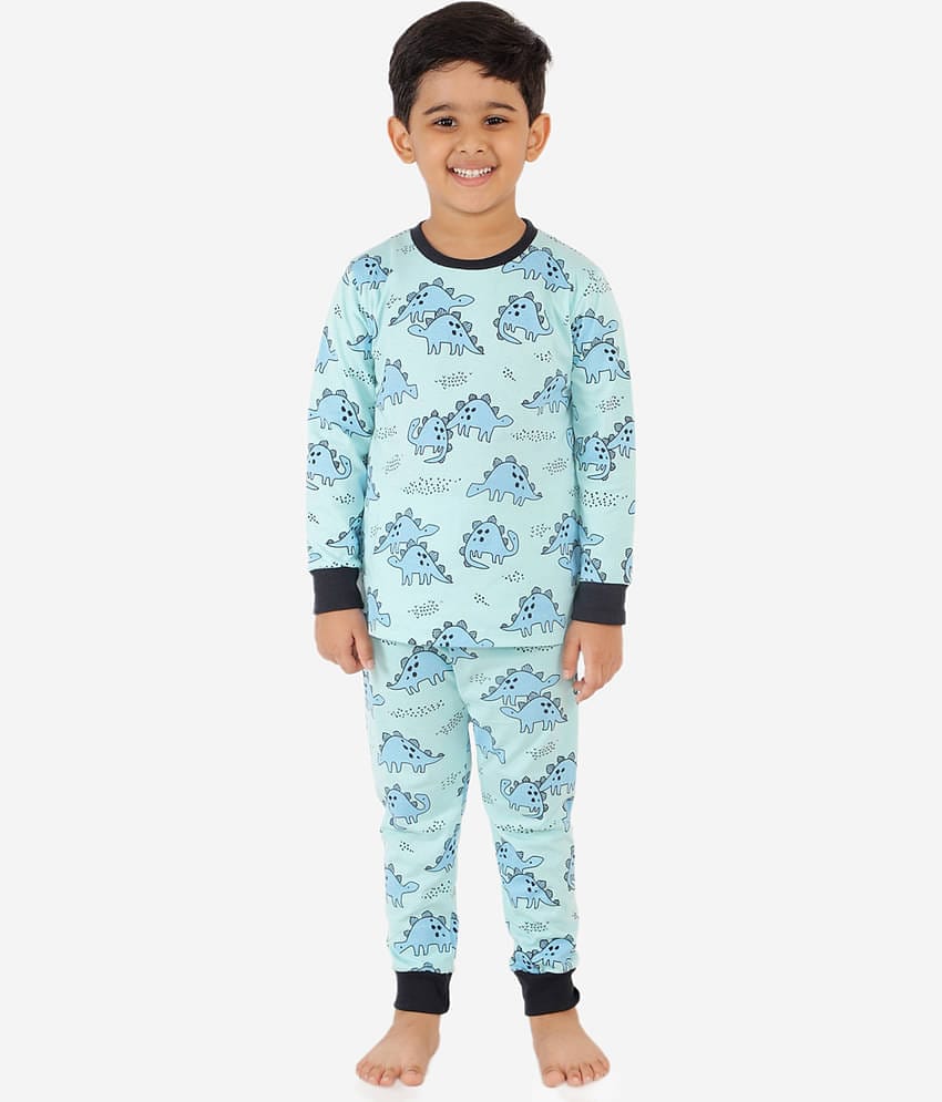 Lazy Shark Pack of 1 Boys Cotton Blend Nightsuit Set ( Sky Blue )
