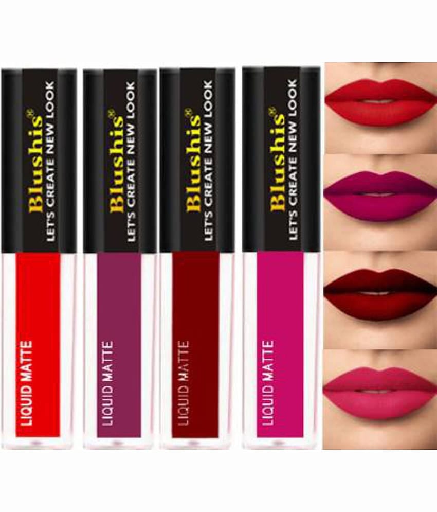 Blushis Non Transfer Sensational Liquid Lipsticks Combo Set 4(Multicolour, 16 Ml)