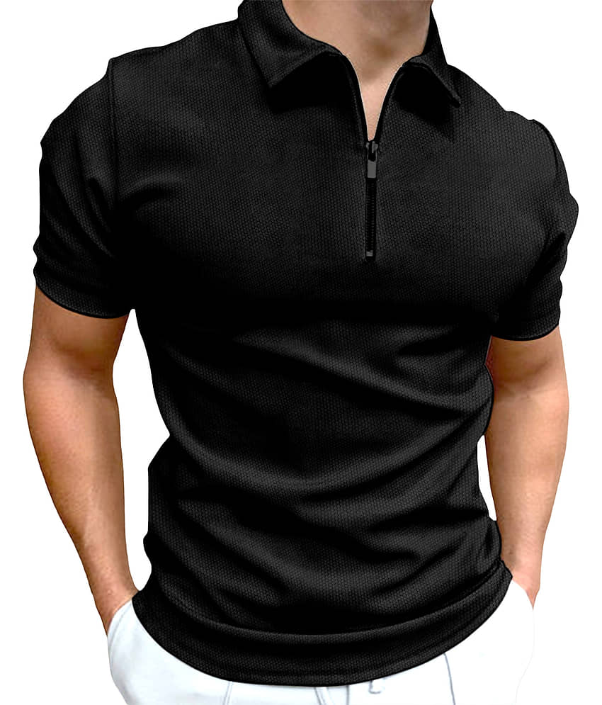 FTX Pack of 1 Cotton Blend Regular Fit Solid Half Sleeves Men's Polo T Shirt ( Dark Grey )
