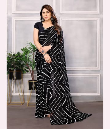 ANAND SAREES Georgette Printed Leheriya Saree With Unstitched Blouse Piece ( Black )