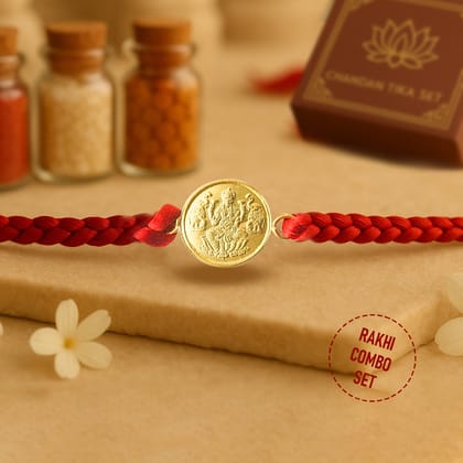 92.5 Silver Kuber Rakhi with Chandan Tilak Set