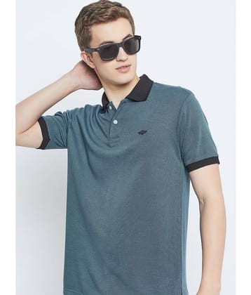 GET GOLF Pack of 1 Cotton Blend Regular Fit Self Design Half Sleeves Men's Polo T Shirt ( Blue )