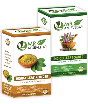 MR Ayurveda 100% Pure Indigo Powder & Henna Powder (Hair Color) Ayurveda Henna 200 g Pack of 2
