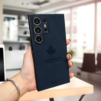 Samsung S24 Ultra Maple Leaf Stone Texture Case-Blue