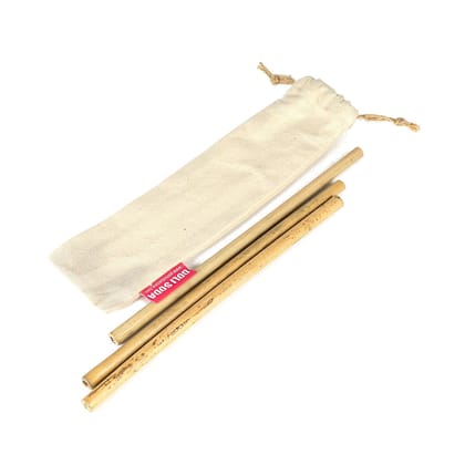 Goli Soda Reusable Bamboo Straws With Easy Carry Travel Pouch (Set of 3)