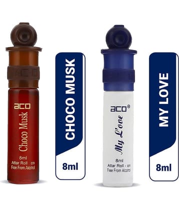 aco perfumes choco Musk & My love Concentrated  Attar Roll On 8ml COMBO SET