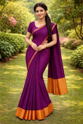 Arani Soft Silk Sarees - Regular Purple & Sunshine Yellow