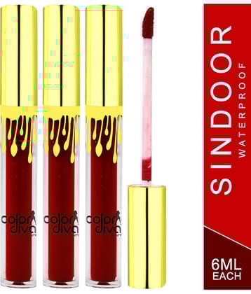 Color Diva Waterproof & Long Lasting Red Sindoor Liquid Pack of 3 6 g