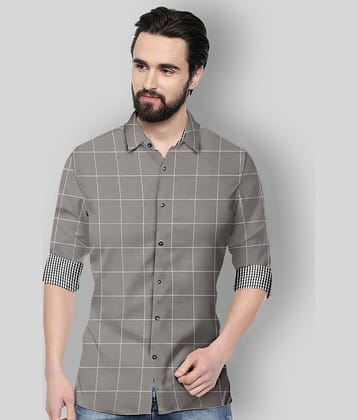 P&V - Grey Cotton Blend Regular Fit Men's Formal Shirt ( Pack of 1 )