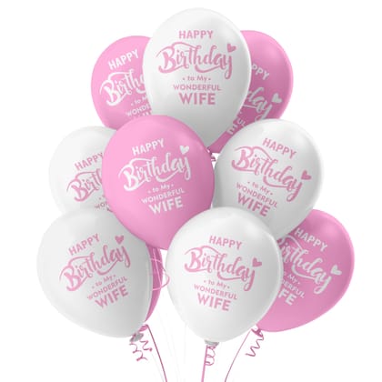 Happy Birthday Balloons for Wife-Multicolor Party Decoration Balloon For Wife Birthday Decoration, 9" Metallic Pink and Metallic White Balloons Pack of 30 pcs -181447
