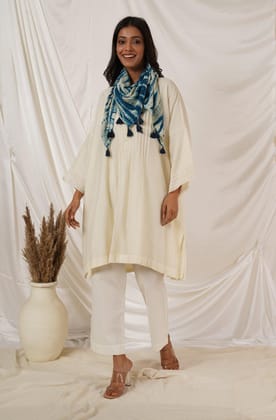 Blue Off White Tie Dye Stole