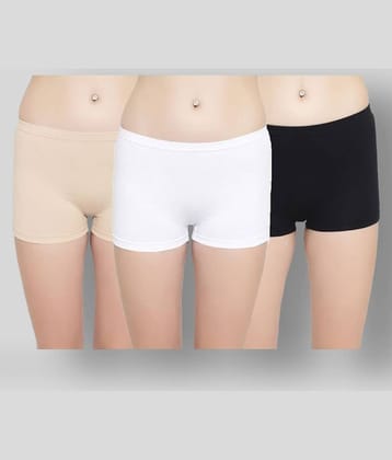 Leading Lady Pack of 3 Cotton Solid Women's Boy Shorts ( Multi Color )