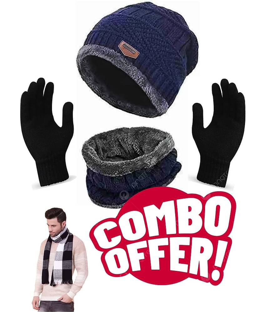 Paryag Pack of 1 Woollen Men's Cap ( Blue )