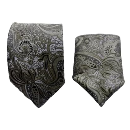 VOICI Mens Necktie Set with Pocket Square gift set Business Wedding Party Work free size Green color