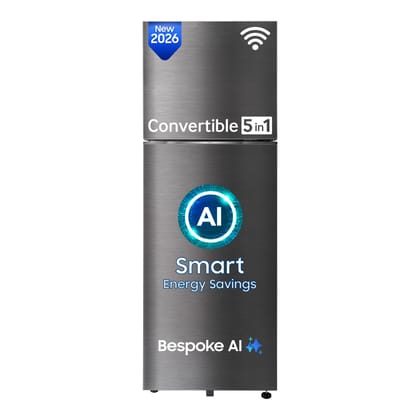 Samsung 330 L, 3 Star, Convertible 5-in-1, Digital Inverter, Frost Free Double Door, WiFi Bespoke AI Refrigerator (RT34HG5A23BXHL, Luxe Black, 2026 Model) Samsung 330 L, 3 Star, Convertible 5-in-1, Digital Inverter, Frost Free Double Door, WiFi Bespoke A