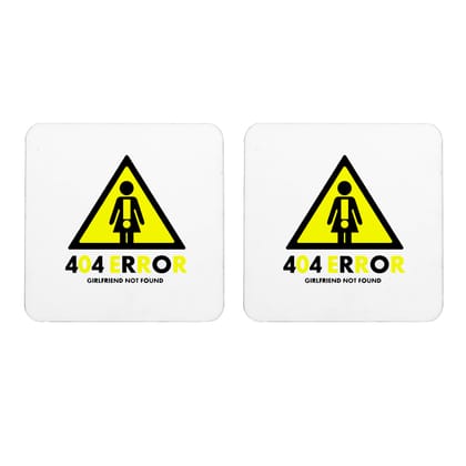 Multicolor 404 Error Girlfirend Not Found Set Of 2 Square Wooden Coaster