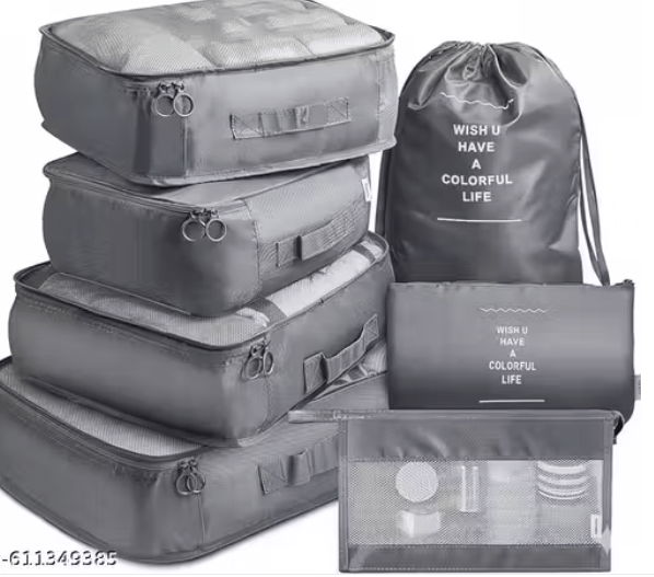 7 Pcs Travel Packing Cubes | Waterproof Luggage Organizer Bags Set