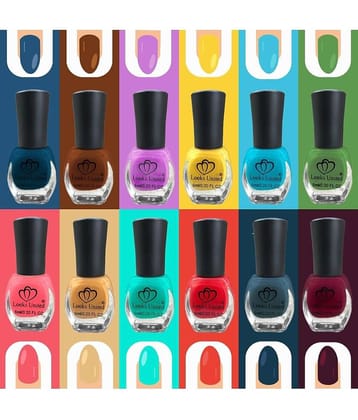Looks United - Multi Glossy Nail Polish Kit ( Pack of 12 )