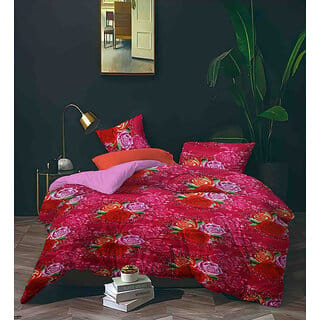 Black Bee Magenta Bedsheet With Floral Print Double Bedsheet With 2 Pillow Covers (208 X 213 Cm)(Bs4-05)