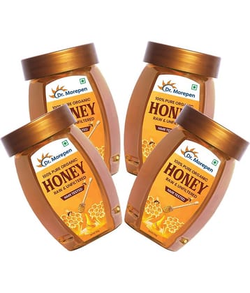 Dr. Morepen 100% Pure Organic Honey Raw & Unfiltered NMR Tested Pack of 4 (1Kg)