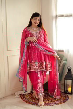 Kiara Mirror Work Short Anarkali With Dhoti-M-L