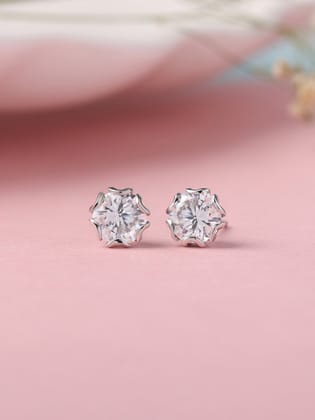 2.5 Carat American Diamond Flower 925 Silver Stud Earrings