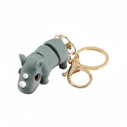 Vinglits Wild Beasts 3D Printed Keychains – Articulated Animal Toys, Pocket-Friendly Keyrings, Stress Relief Desk Toys for Kids & Adults, Collectible Accessories (Poco - The Rhino)
