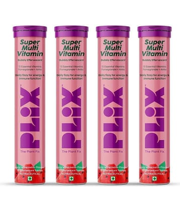 The Plant Fix Plix Multivitamin 15 Effervescent Tablets for Daily Nutrition Watermelon(4 x 15 No)